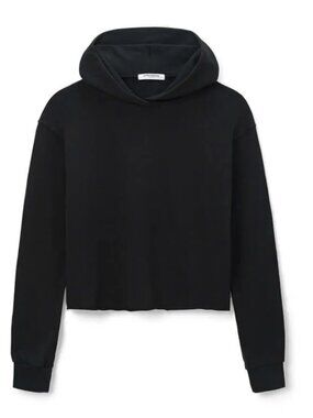 perfectwhitetee Cash french terry cut off hoodie - True Black